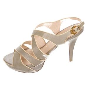 Prada Silver and Cream Heels
